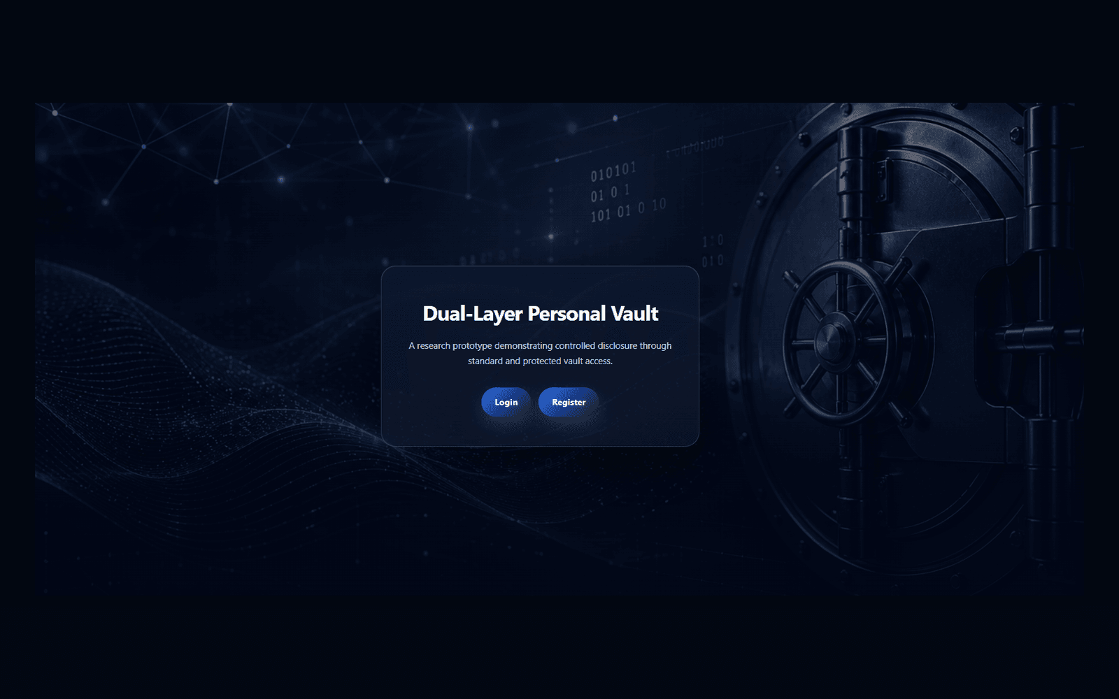 Dual-Layer Personal Vault landing page with standard and protected access
